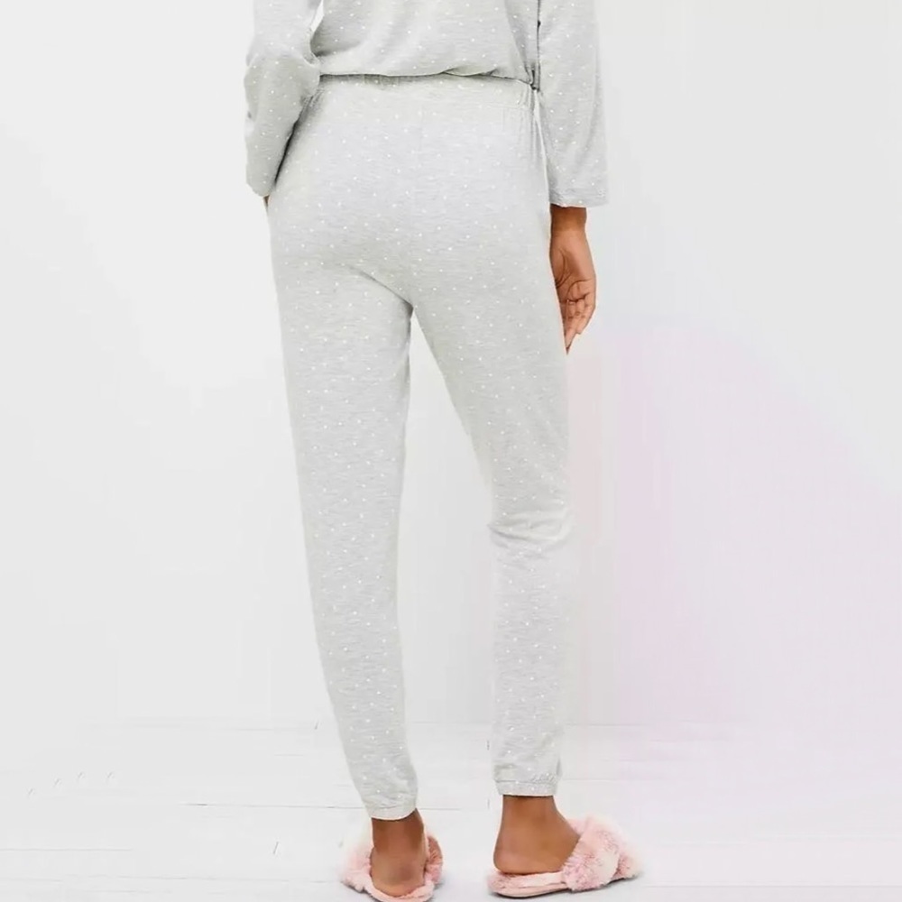 NWT Loft Polka Dot Drawstring Pajama Lounge Joggers in Grey/White - Picture 4 of 9